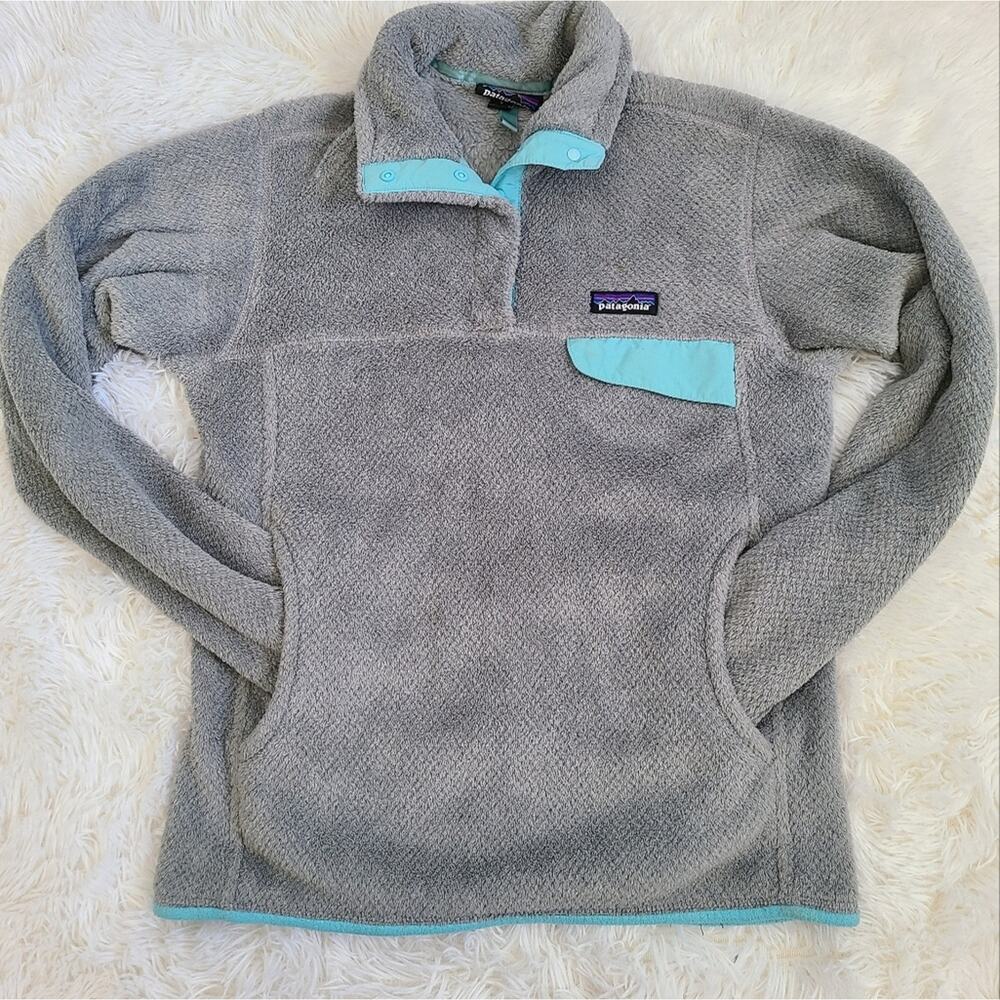 Patagonia‎ Gray And Blue Re-Tool Snap Fleece Pullover Jacket Small